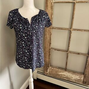 Simple Fun Navy Floral Women's Blouse